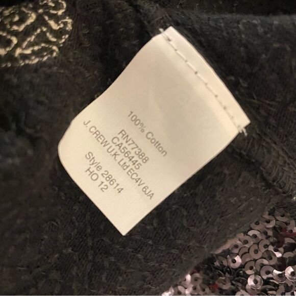 J CREW Short Sleeve Sequin Embellished Top T-Shirt Polka Dot Tee Black Small - Picture 8 of 8
